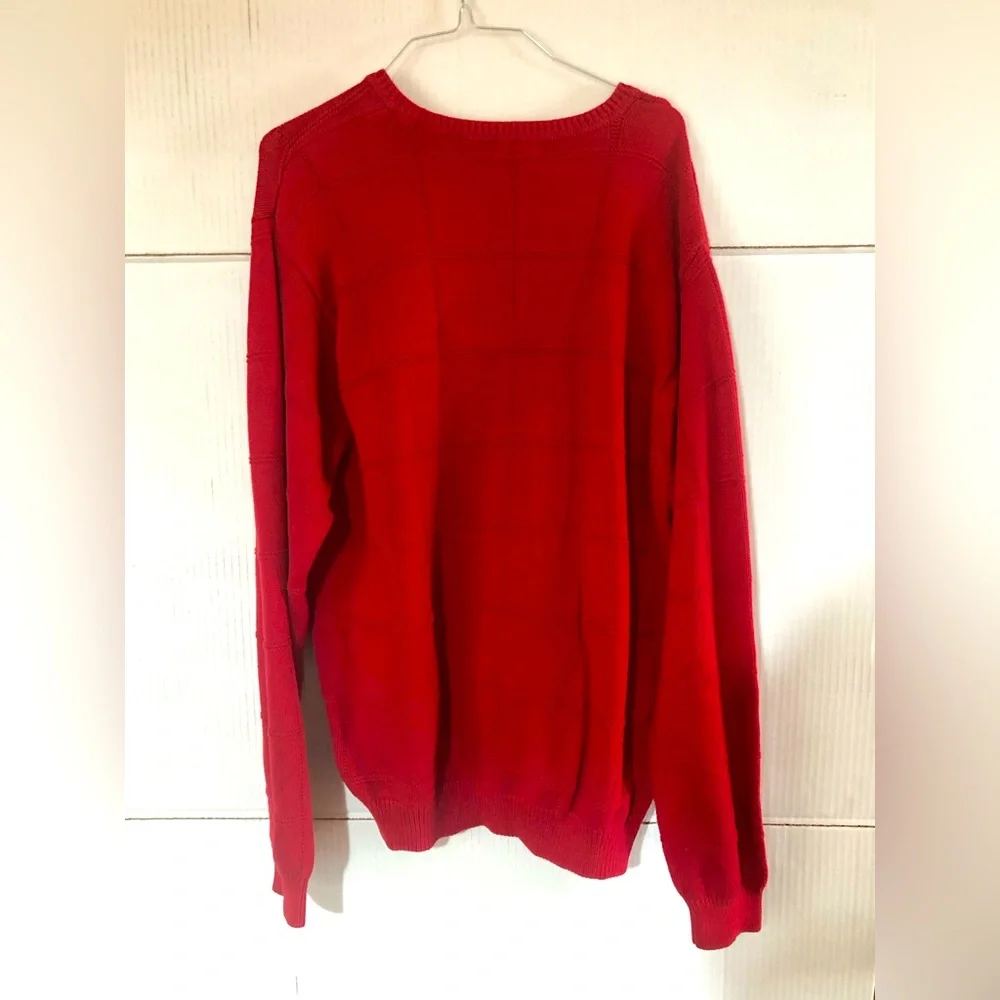 IZOD MEN’s size large red sweater 100% cotton 29”L 26” sleeve 23” p2p